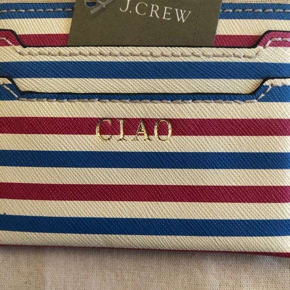 New NWT J. Crew card case wallet Stripe embossed Ciao - Picture 4 of 4